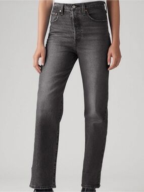 Levi’s Ribcage Straight Ankle Jeans Faded Black Size 27